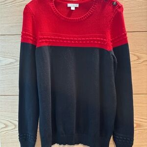Charter Club Red and Black Scoop Neck Sweater Size Medium